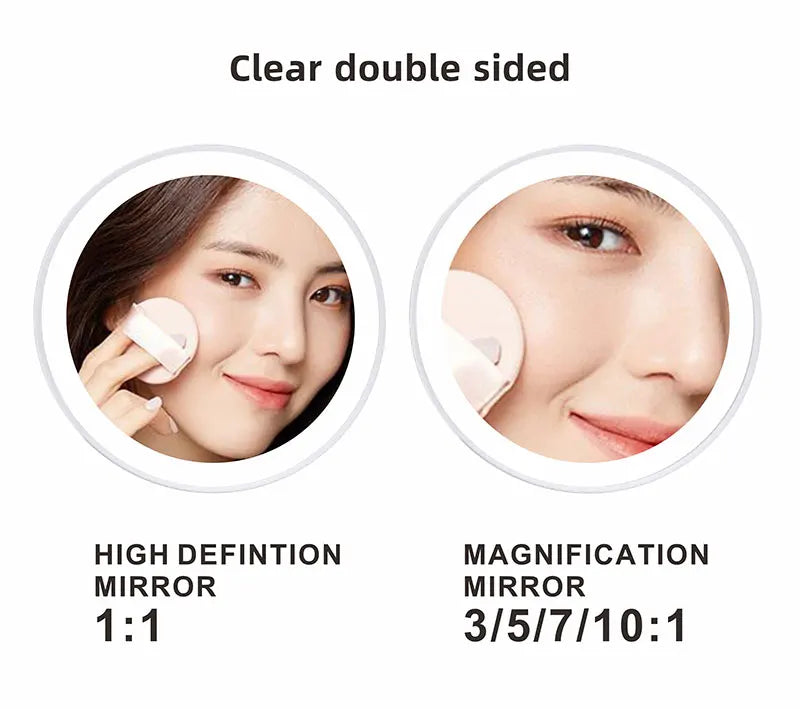 Espelho de Maquiagem 8 Polegadas com Aumento e Iluminação LED