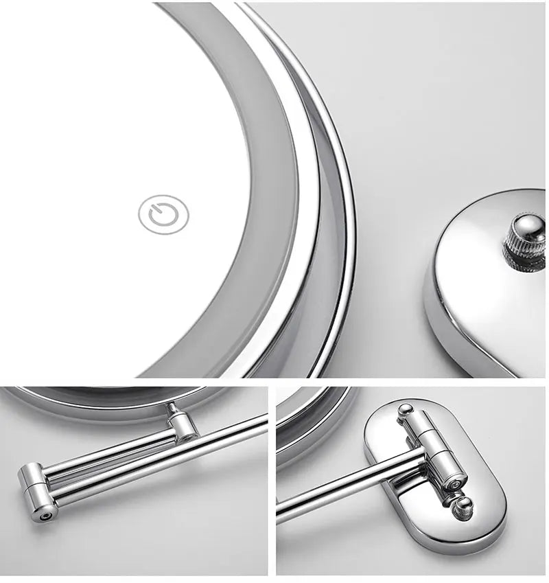 Espelho de Maquiagem 8 Polegadas com Aumento e Iluminação LED