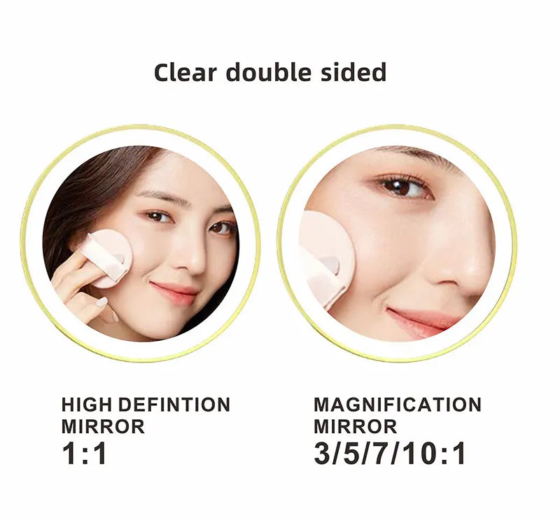 Espelho de Maquiagem 8 Polegadas com Aumento e Iluminação LED