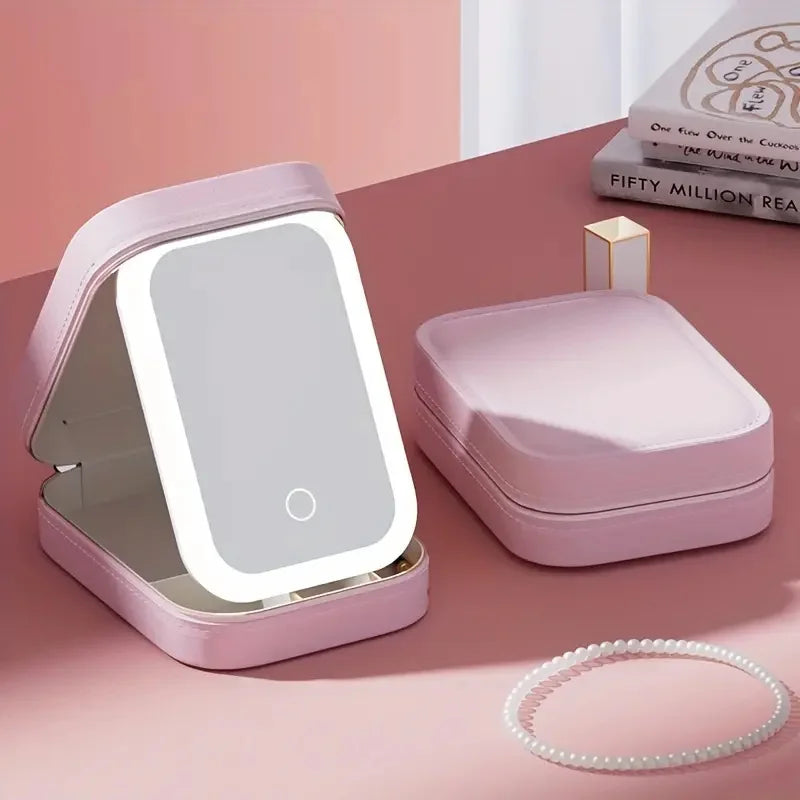 Organizador potatil com espelho e LED