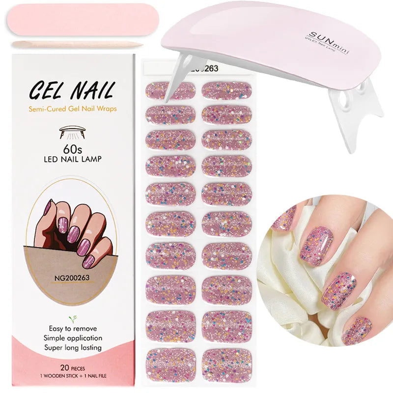 Unhas adesivas gel Glamour +( Cabine uv de brinde)