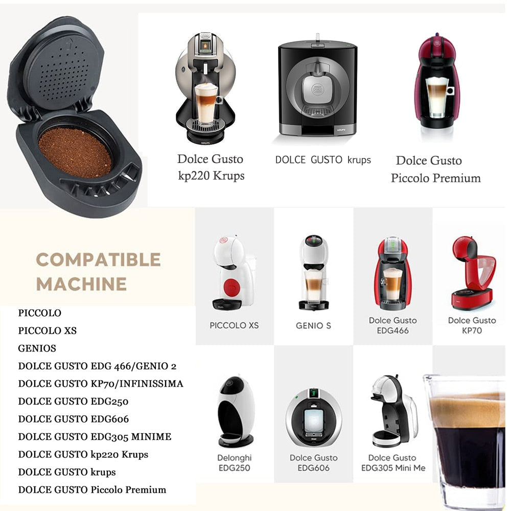ICafilas Adapter for Dolce Gusto Reusable Capsule Refillable Cafetera Expreso Coffee For  PICCOLO XS/Genio S Machine