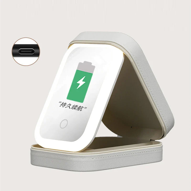 Organizador potatil com espelho e LED