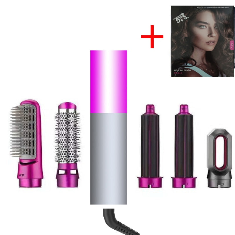5 in 1 Hair Dryer Hot Comb Set Wet and Dry Professional Curling Iron Hair Straightener Styling Tool Hair Dryer Household